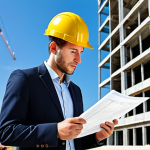 **

A professional architect, fully clothed in a modest, stylish business casual outfit (perhaps a blazer and tailored trousers), reviewing blueprints at a sunny construction site. Background: Modern, eco-friendly building under construction, construction workers in appropriate safety gear, clear blue sky. Quality modifiers: High resolution, realistic, perfect anatomy, correct proportions, natural pose, professional photography, sharp focus, safe for work, appropriate content, family-friendly.

**