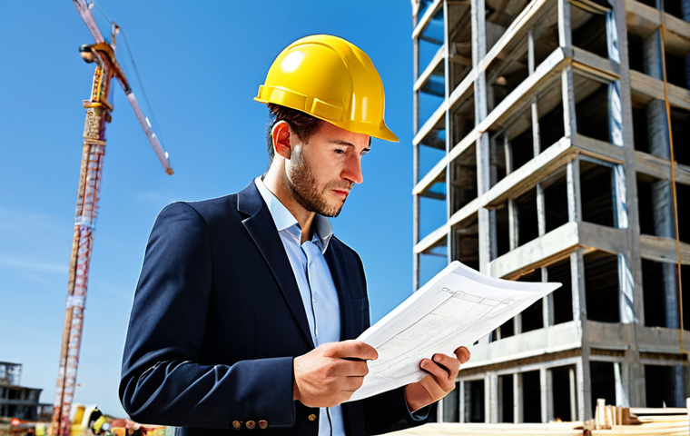 **

A professional architect, fully clothed in a modest, stylish business casual outfit (perhaps a blazer and tailored trousers), reviewing blueprints at a sunny construction site. Background: Modern, eco-friendly building under construction, construction workers in appropriate safety gear, clear blue sky. Quality modifiers: High resolution, realistic, perfect anatomy, correct proportions, natural pose, professional photography, sharp focus, safe for work, appropriate content, family-friendly.

**